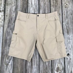 Preowned Orvis Tech Cargo Short Mens 38 Stretch Zip Pockets Tan